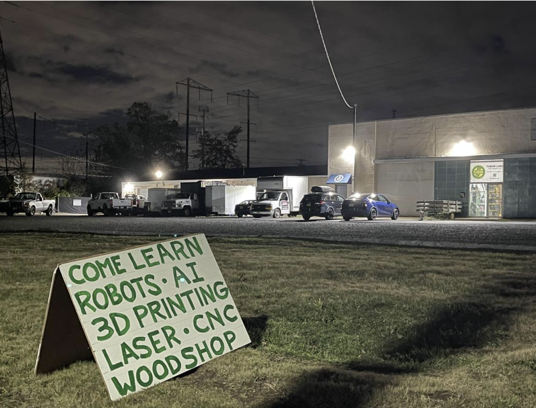 FUBAR Labs location at night